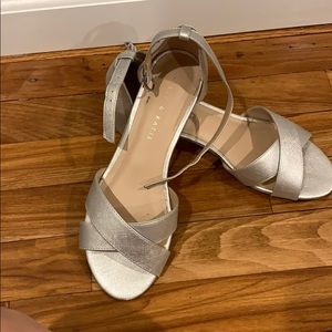 Silver block heel shoes